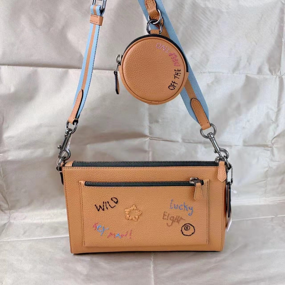 Coach C8290 Holden Crossbody With Diary Embroidery In Gunmetal/Penny Multi Coach C8290 Holden Crossbody With Diary Embroidery In Gunmetal/Penny Multi